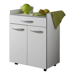 HARMONY Carrito de Cocina Blanco Mate L 60cm x 44.5cm x 81.5cm con Cajón y Puertas