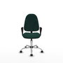 Silla de oficina Algarra con mecanismo Contacto permanente básico tapizada con Similpiel color Verde botella. Equipada con Base cromada, Brazos fijos y Ruedas de parqué
