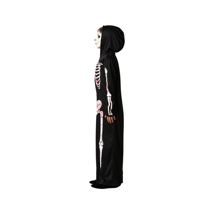 Disfraz de Halloween Esqueleto con Manchas de Sangre y Capucha, Infantil Unisex para Niños 7-9 Años - Negro de Polyester