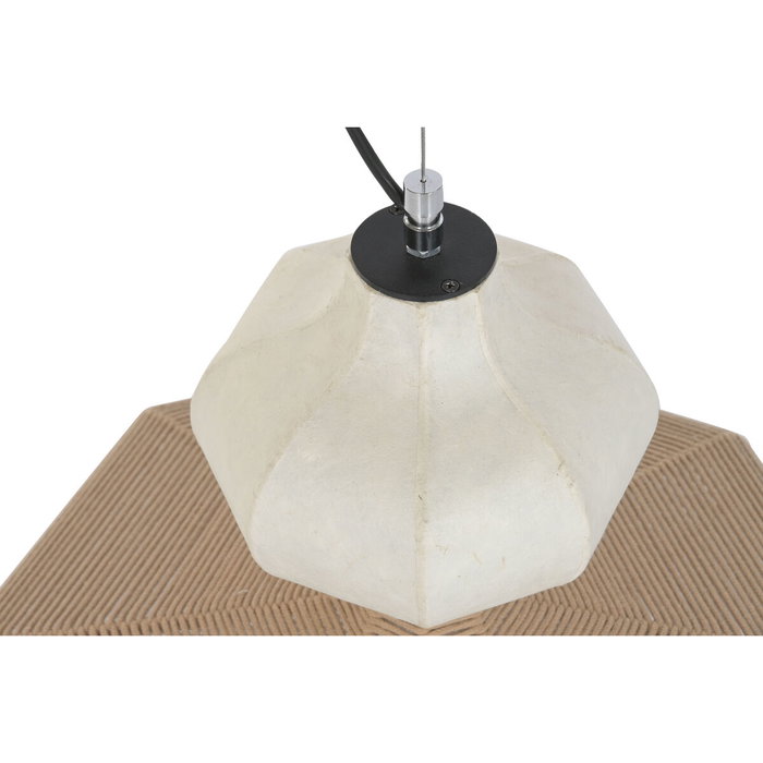 DKD Home Decor Lámpara de Techo de Papel y Acero LED Natural 50x50x40,6 cm
