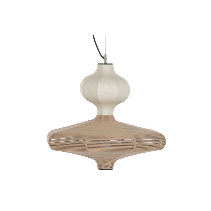 DKD Home Decor Lámpara de Techo de Papel y Acero LED Natural 50x50x40,6 cm