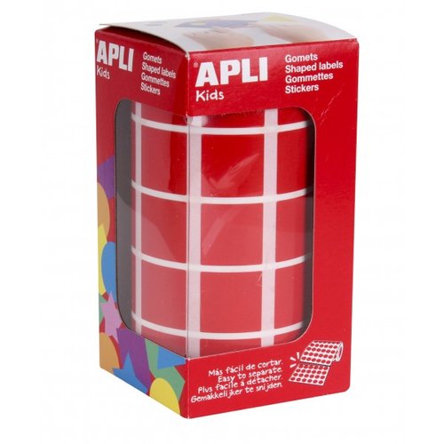 Apli Gomets Cuadrados Rojos 20x20 mm - Rollo de 1.770 Unidades