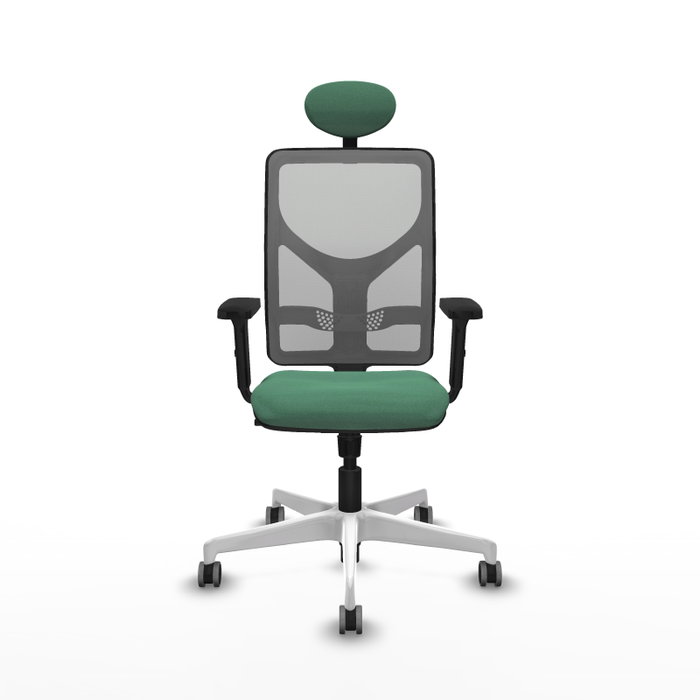 PIQUERAS Y CRESPO Silla de oficina Motilla con mecanismo Sincro, Verde esmeralda y Gris