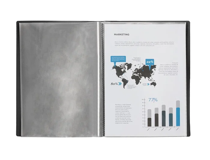 Liderpapel Carpeta Escaparate Polipropileno DIN A3 Negro Opaco con 40 Fundas