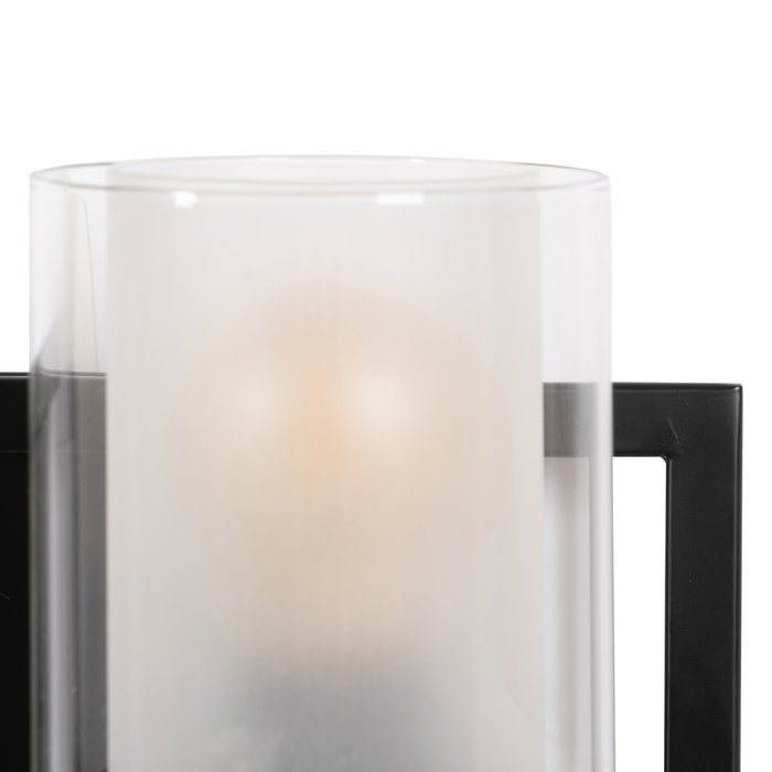 Aplique Pared Negro Metal / Cristal 36 X 17 X 21 cm