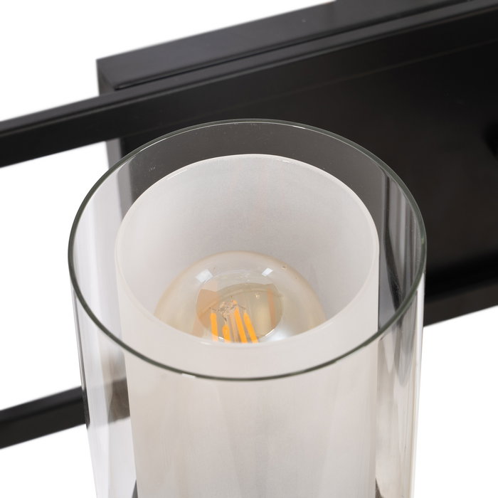 Aplique Pared Negro Metal / Cristal 36 X 17 X 21 cm