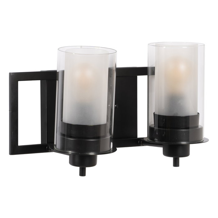 Aplique Pared Negro Metal / Cristal 36 X 17 X 21 cm