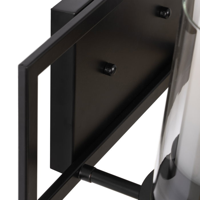 Aplique Pared Negro Metal / Cristal 36 X 17 X 21 cm