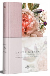 ORIGEN Biblia Reina Valera 1960 letra grande, Tapa Dura, Tela rosada con flores, tamaño manual