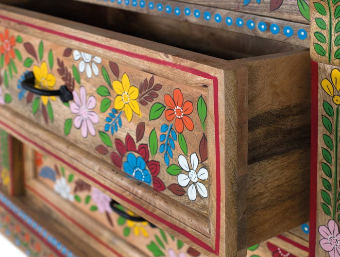 GINER Y COLOMER Cómoda de 3 Cajones en Madera de Mango Pintada a Mano