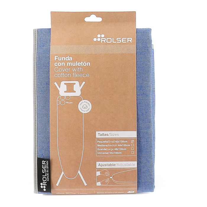 Rolser Funda para Tabla de Planchar Azul 120 x 42 cm 100% Algodón con Cierre de Cordón