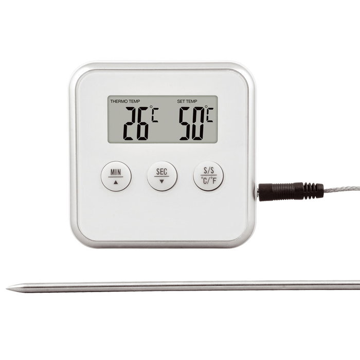 Day Termómetro Sonda/Temporizador Digital para Cocina, Mide de 0 a 250 °C, Cable de 1 Metro