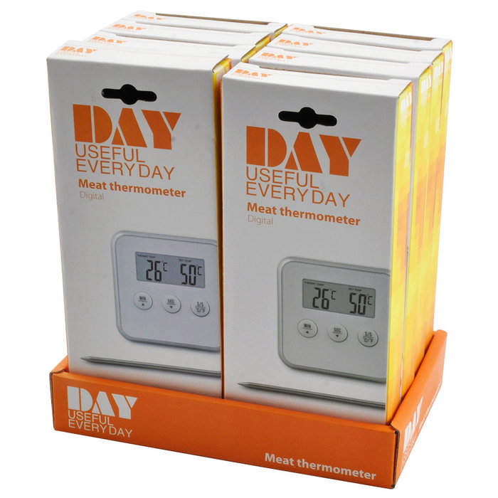 Day Termómetro Sonda/Temporizador Digital para Cocina, Mide de 0 a 250 °C, Cable de 1 Metro