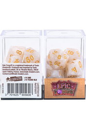 Sas Trade Invaders Juego de 7 Dados Multiformato Blanco Perlado y Dorado