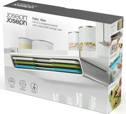 Joseph Joseph Juego de 3 tablas de cortar Slim para debajo del estante