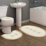 Mjölnir Tkm.000187 Juego de Alfombras de Baño 3 Piezas, Suaves, Antideslizantes, Antibacterianas, Lavables, Poliéster, Color Crema