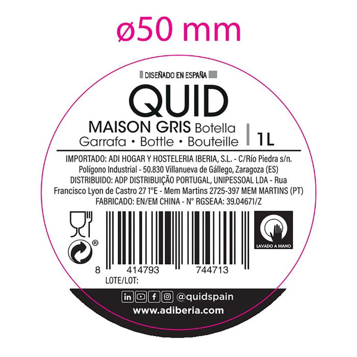 Botella Mesa Vidrio con Tapón Maison Quid 1 L