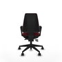 Silla de oficina Elche con mecanismo Asincro tapizada con Similpiel color Granate. Equipada con Base piramidal negra, Brazos fijos y Ruedas 65mm nailon