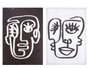Giftdecor Cuadro Cara Blanco Negro Oleo Lienzo 70x100x3 cm Surtidos (Set de 2)