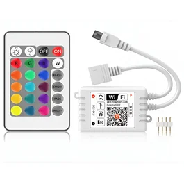 Tuya Controlador LED RGB WiFi 2,4G con Mando IR de 24 Teclas Compatible con App Móvil y Control por Voz