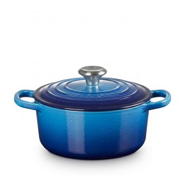 Le Creuset 21177182202430 Bräter de Hierro Fundido con Tapa Signature, 18 cm, Color Azur