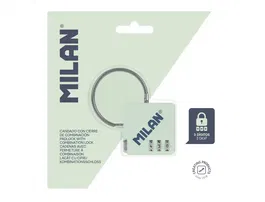 Milan Candado de Combinación 430 con 3 Dígitos para Mochila, Maleta y Equipaje, Verde, Inspirado en las Gomas de Borrar Originales desde 1918, 6.5 x 6.8 x 0.9 cm