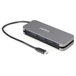 StarTech.com Hub USB-C a 4 Puertos USB-A 3.2 Gen 1 (5Gbps), 15W, Gris y Negro, Cable Integrado 28cm, HB30CM4AB