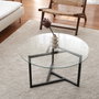 Hanah Home Mesa de Centro S402, Cristal Templado y Metal, 75x75x42 cm