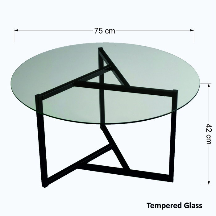 Hanah Home Mesa de Centro S402, Cristal Templado y Metal, 75x75x42 cm
