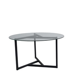 Hanah Home Mesa de Centro S402, Cristal Templado y Metal, 75x75x42 cm