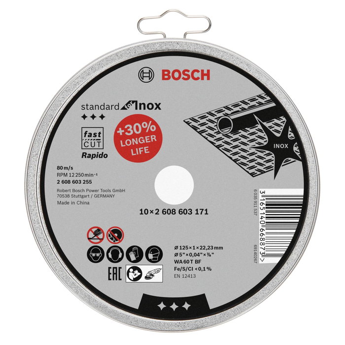 Bosch Inox Rapido Disco de Corte de 125 mm para Acero Inoxidable (10 unidades) Bosch Inox Rapido Disco de Corte de 125 mm para Acero Inoxidable (10 unidades)