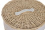 DKD Home Decor Set de 3 Cestas Decorativas Shabby Chic de Mimbre y Poliéster con Flores, Natural