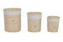 DKD Home Decor Set de 3 Cestas Decorativas Shabby Chic de Mimbre y Poliéster con Flores, Natural