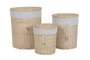 DKD Home Decor Set de 3 Cestas Decorativas Shabby Chic de Mimbre y Poliéster con Flores, Natural