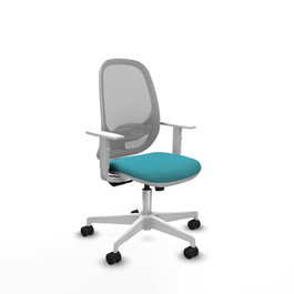 PIQUERAS Y CRESPO Silla de oficina Cilanco, Mecanismo Sincro, Tela Turquesa y Malla Gris