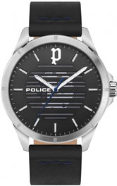 Police PEWJA2204502 con correa de cuero negra y esfera negra