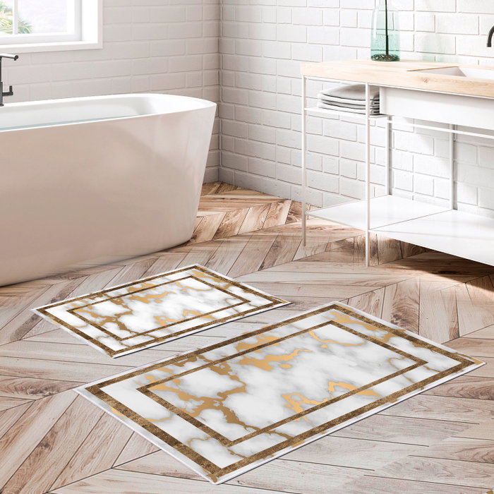 Mijölnir Kt477 Juego de Alfombrillas de Baño Suaves Antideslizantes Antibacterianas 100% Poliéster 850 gr/m² Mijölnir Kt477 Juego de Alfombrillas de Baño Suaves Antideslizantes Antibacterianas 100% Poliéster 850 gr/m²