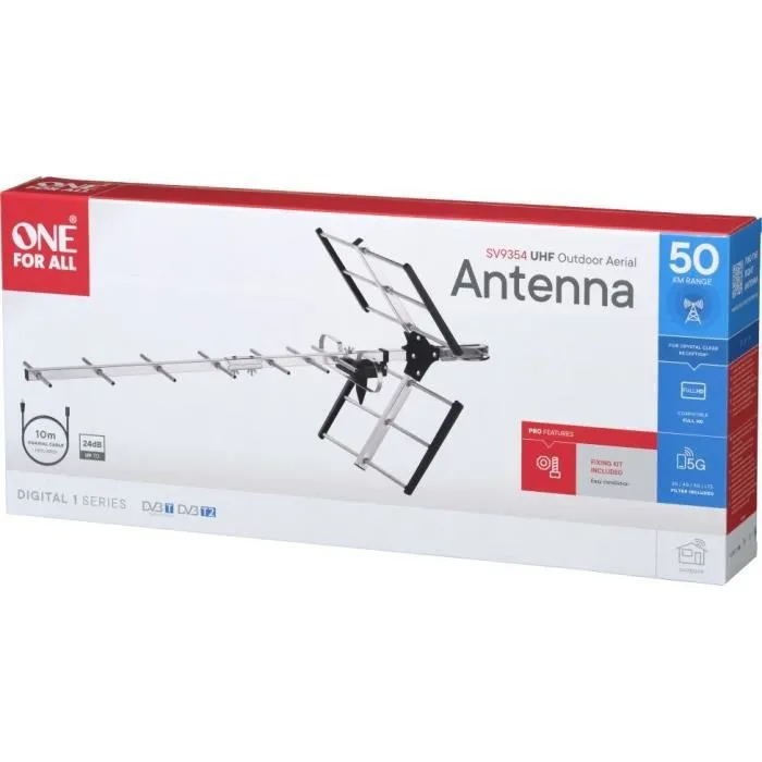 One For All SV9354 Antena de TV para Exteriores Freeview Full HD Filtro 4G Gris One For All SV9354 Antena de TV para Exteriores Freeview Full HD Filtro 4G Gris