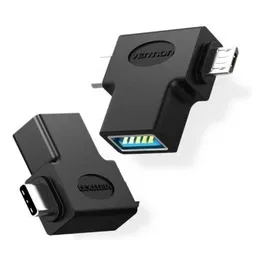 Vention Adaptador USB 3.0 Macho a MicroUSB Macho CDIB0 - Negro, Tipo-C OTG, 5Gbps