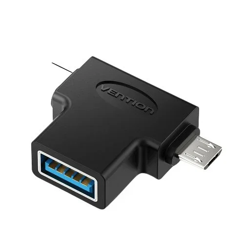 Vention CDIB0 Adaptador USB 3.0 Hembra a USB Tipo-C y Micro USB Macho, Negro Vention CDIB0 Adaptador USB 3.0 Hembra a USB Tipo-C y Micro USB Macho, Negro