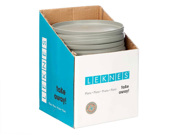 Leknes Plato Llano 25 cm Diámetro Gris Plástico PP (Set de 24)