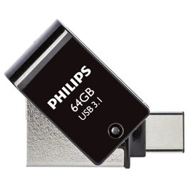 Philips 2 in 1 OTG 64GB USB 3.1 + USB C Midnight Black