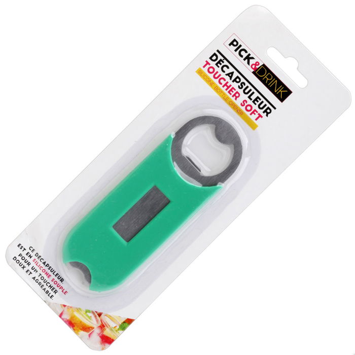 Pick and Drink Abrebotellas de Metal y Silicona 4,2x12,1 cm Colores Surtidos