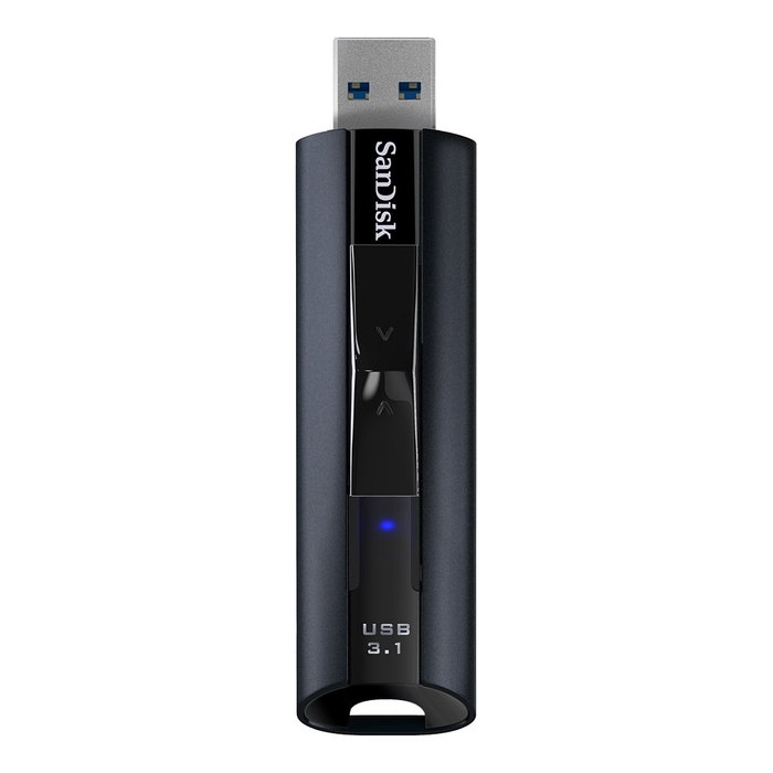 SanDisk Extreme Pro USB 3.2 128GB, Lector USB Tipo A, hasta 420 MB/s, Deslizante y Resistente en Aluminio, Negro