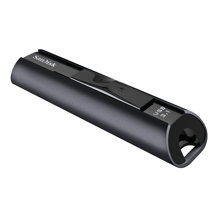 SanDisk Extreme Pro USB 3.2 128GB, Lector USB Tipo A, hasta 420 MB/s, Deslizante y Resistente en Aluminio, Negro
