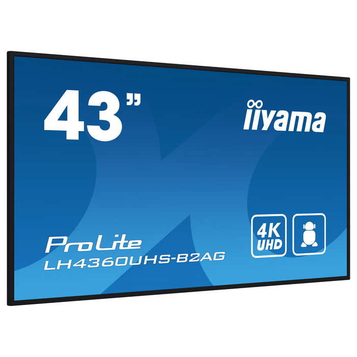iiyama Monitor 43" UHD VA 3840x2160 500cd/m² Haze 25% para Señalización Digital 24/7