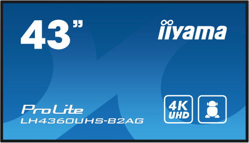 Iiyama LH4360UHS-B2AG Monitor 43" UHD 3840x2160 500cd/m2 Android 11 OS Altavoces 2x10W VESA 400x300 Negro