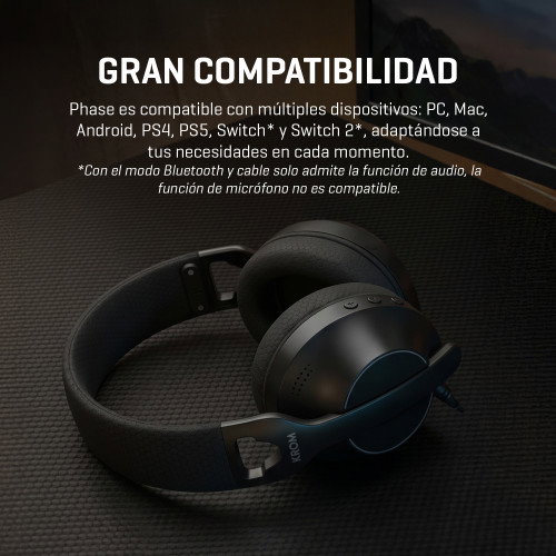 Krom Phase Auriculares Gaming Inalámbricos Negro