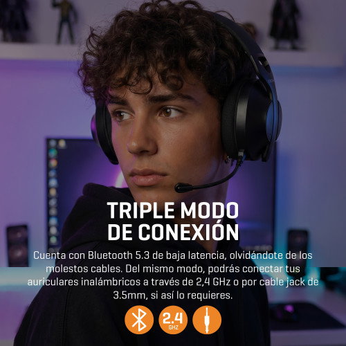 Krom Phase Auriculares Gaming Inalámbricos Negro