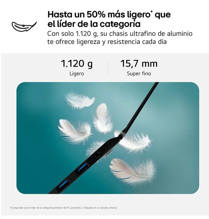 Portátil lg gram 14z90t 14" i7 255h wuxga 32 gb1 tb w11 pro español negro